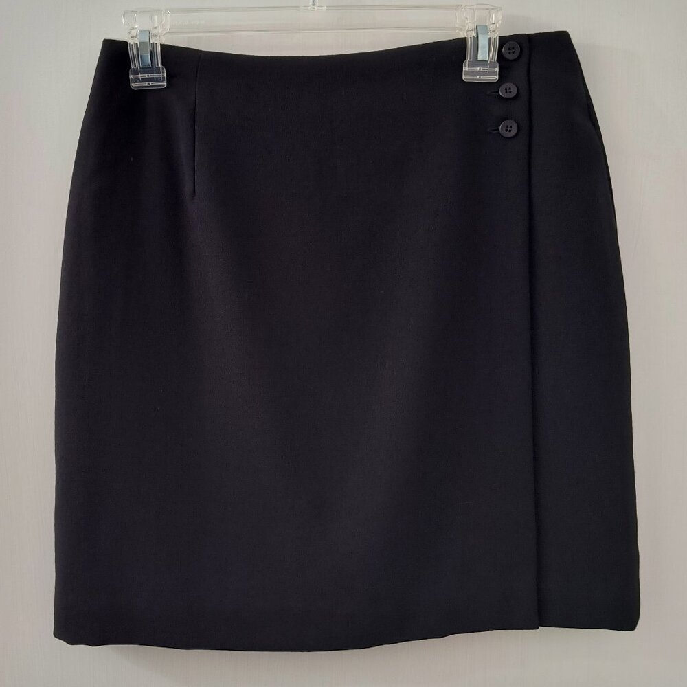 Vintage Y2K MT Studio Black Wool Mini Wrap Skirt Evening & Office – Women’s 10